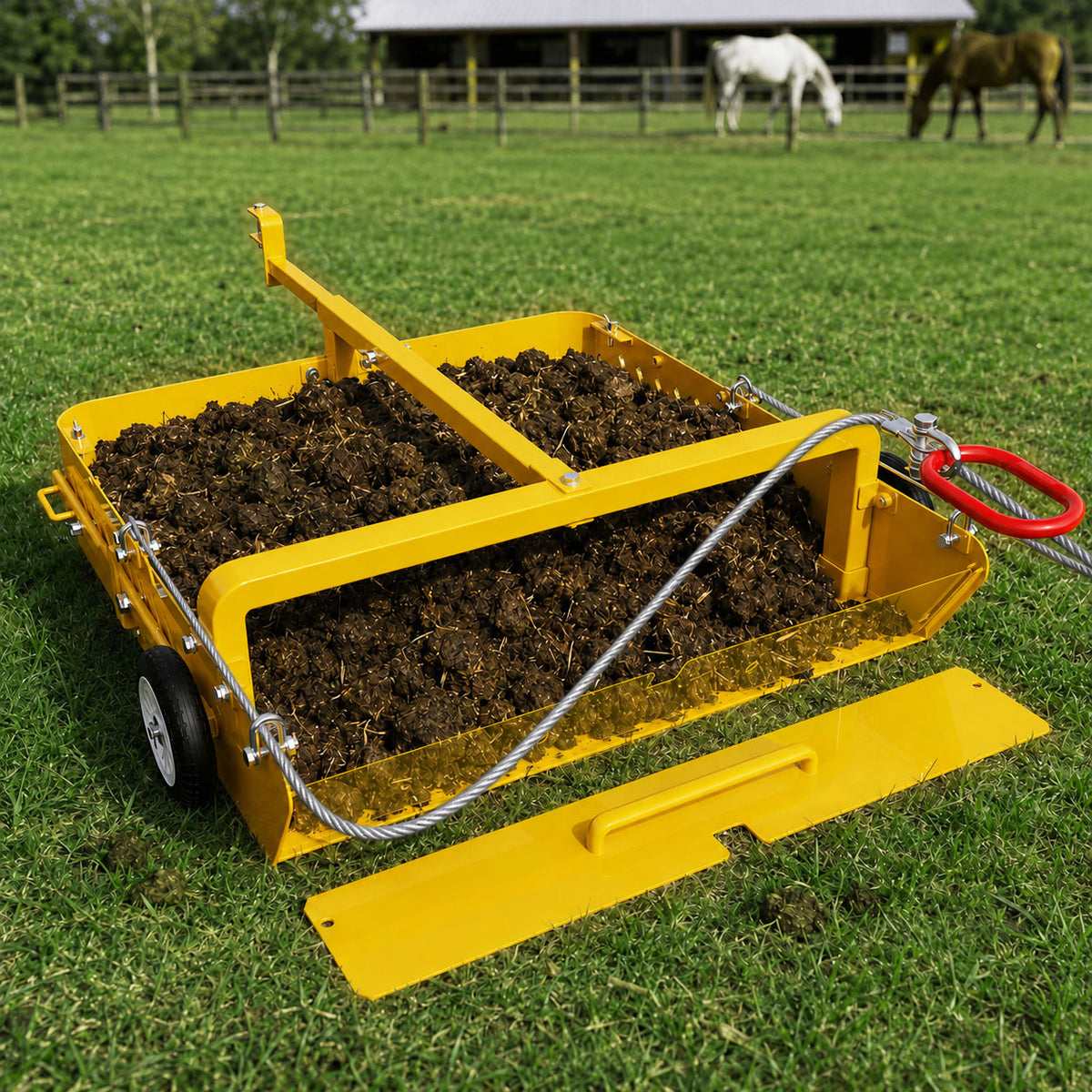 2-in-1 Large Horse Paddock Cleaner & Tow-Behind Trailer