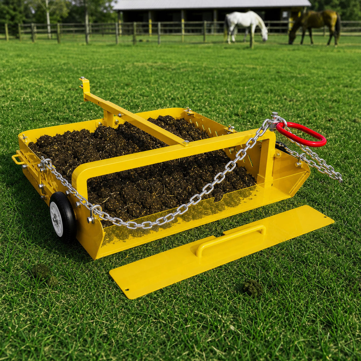 2-in-1 Large Horse Paddock Cleaner & Tow-Behind Trailer-Upgraded Chain Version