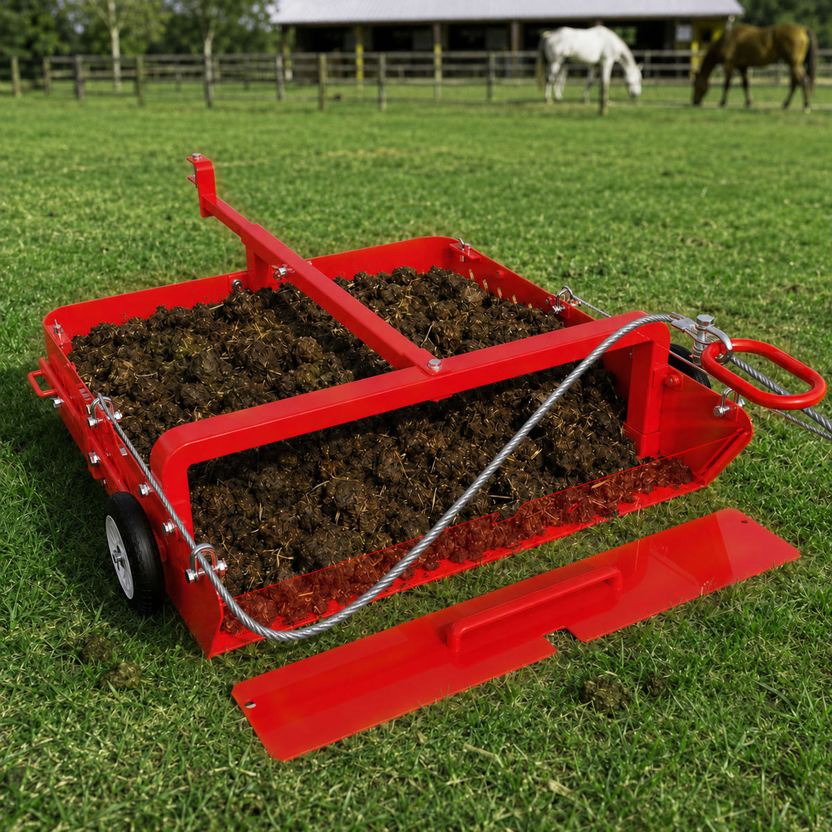 2-in-1 Large Horse Paddock Cleaner & Tow-Behind Trailer-Upgraded Chain Version