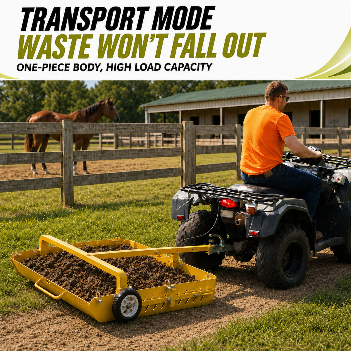 2-in-1 Large Horse Paddock Cleaner & Tow-Behind Trailer