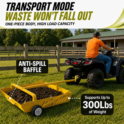 2-in-1 Large Horse Paddock Cleaner & Tow-Behind Trailer-Upgraded Chain Version