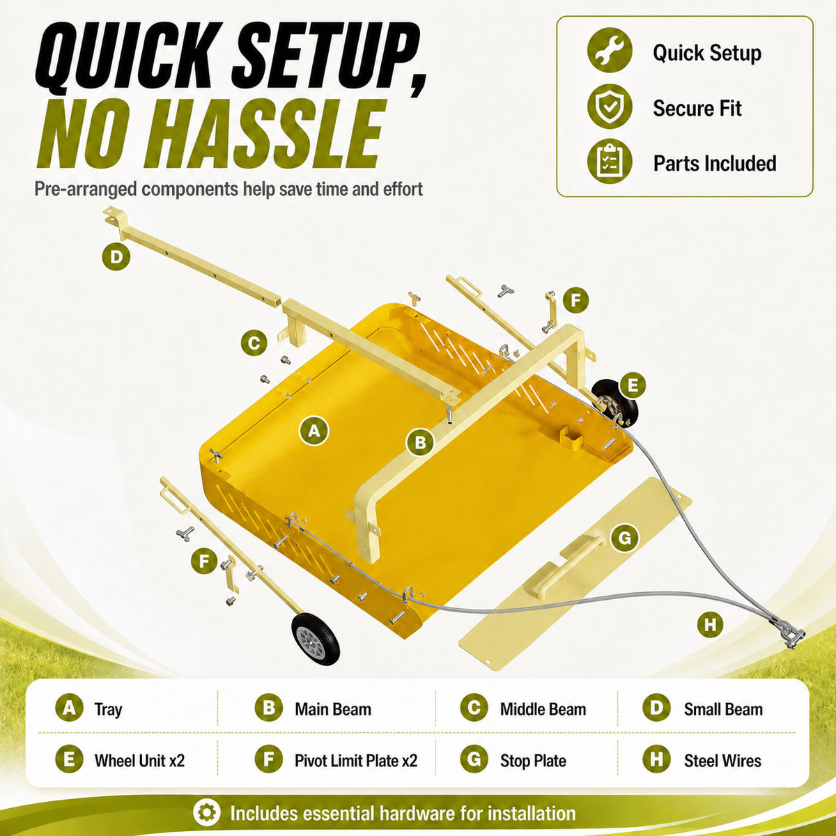 2-in-1 Large Horse Paddock Cleaner & Tow-Behind Trailer