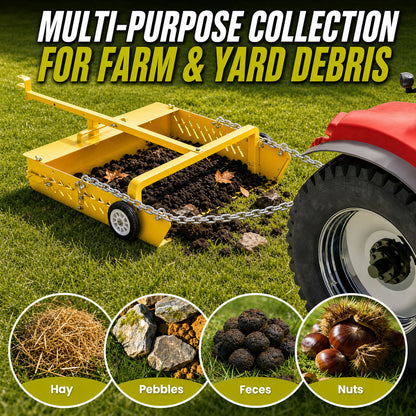 2-in-1 Large Horse Paddock Cleaner & Tow-Behind Trailer-Upgraded Chain Version
