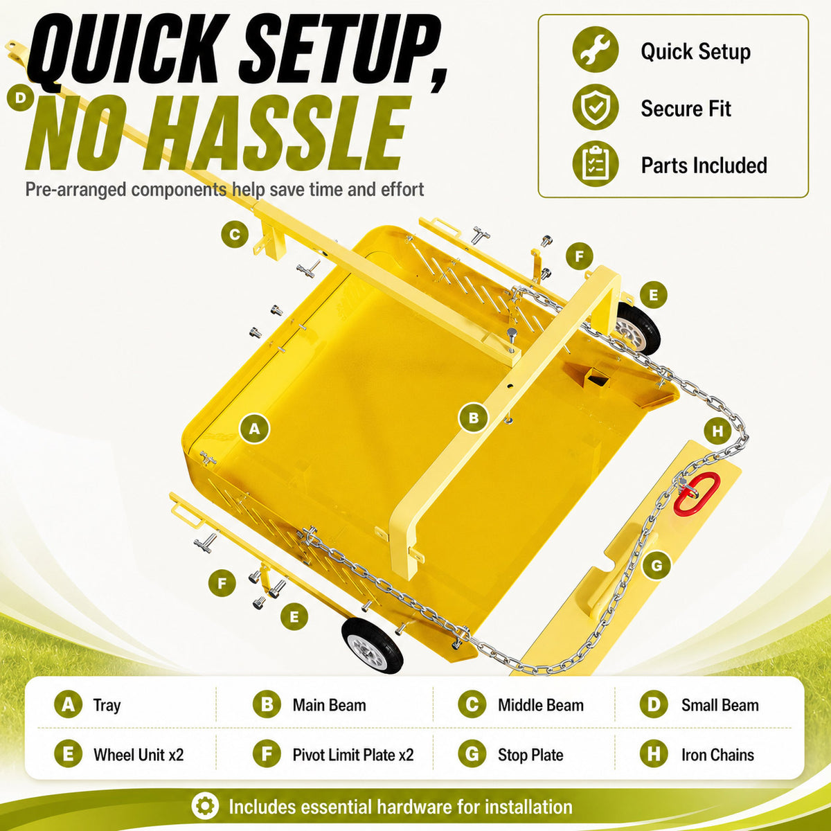 2-in-1 Large Horse Paddock Cleaner & Tow-Behind Trailer-Upgraded Chain Version