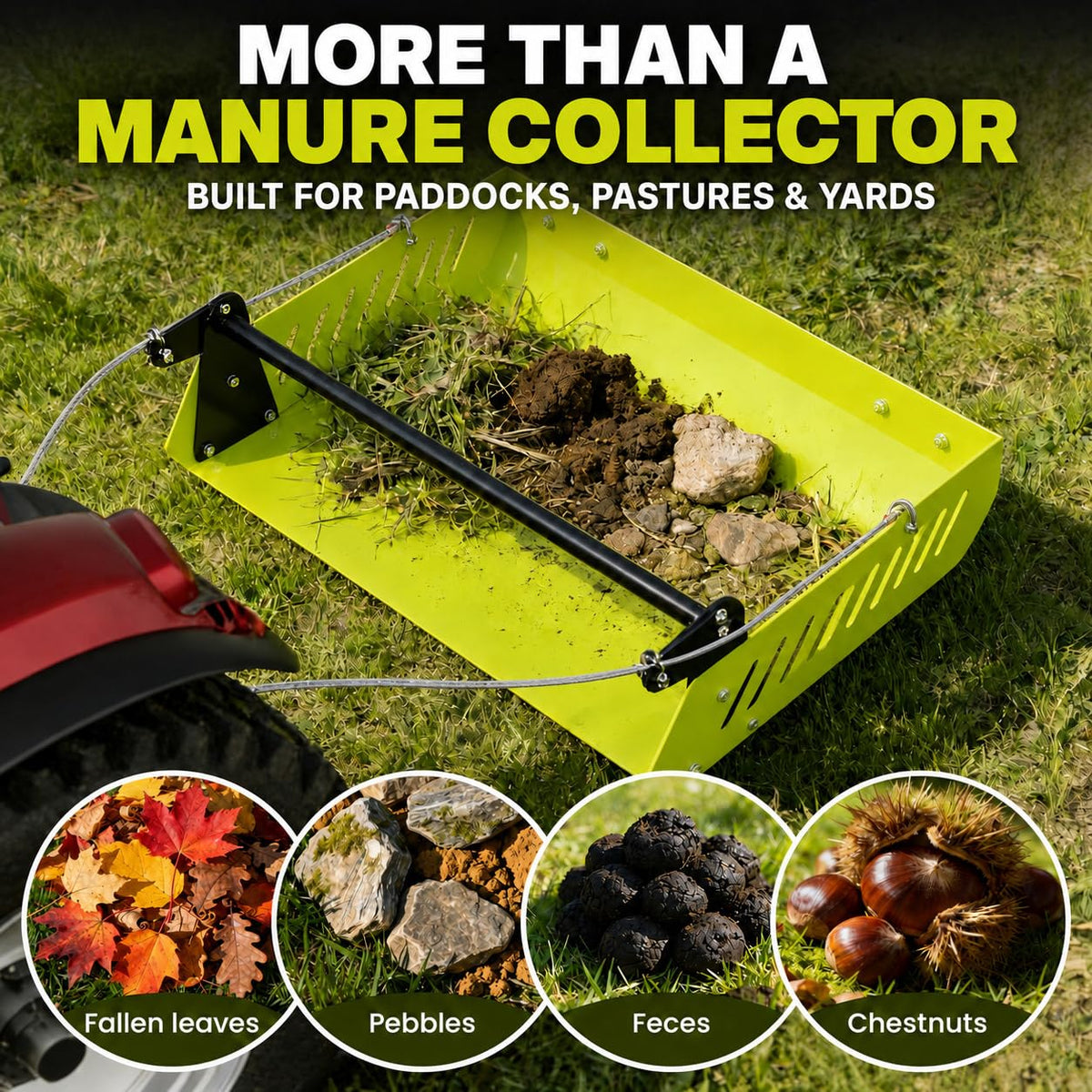 Mini Horse Paddock Cleaner & Tow-Behind Trailer(Green)