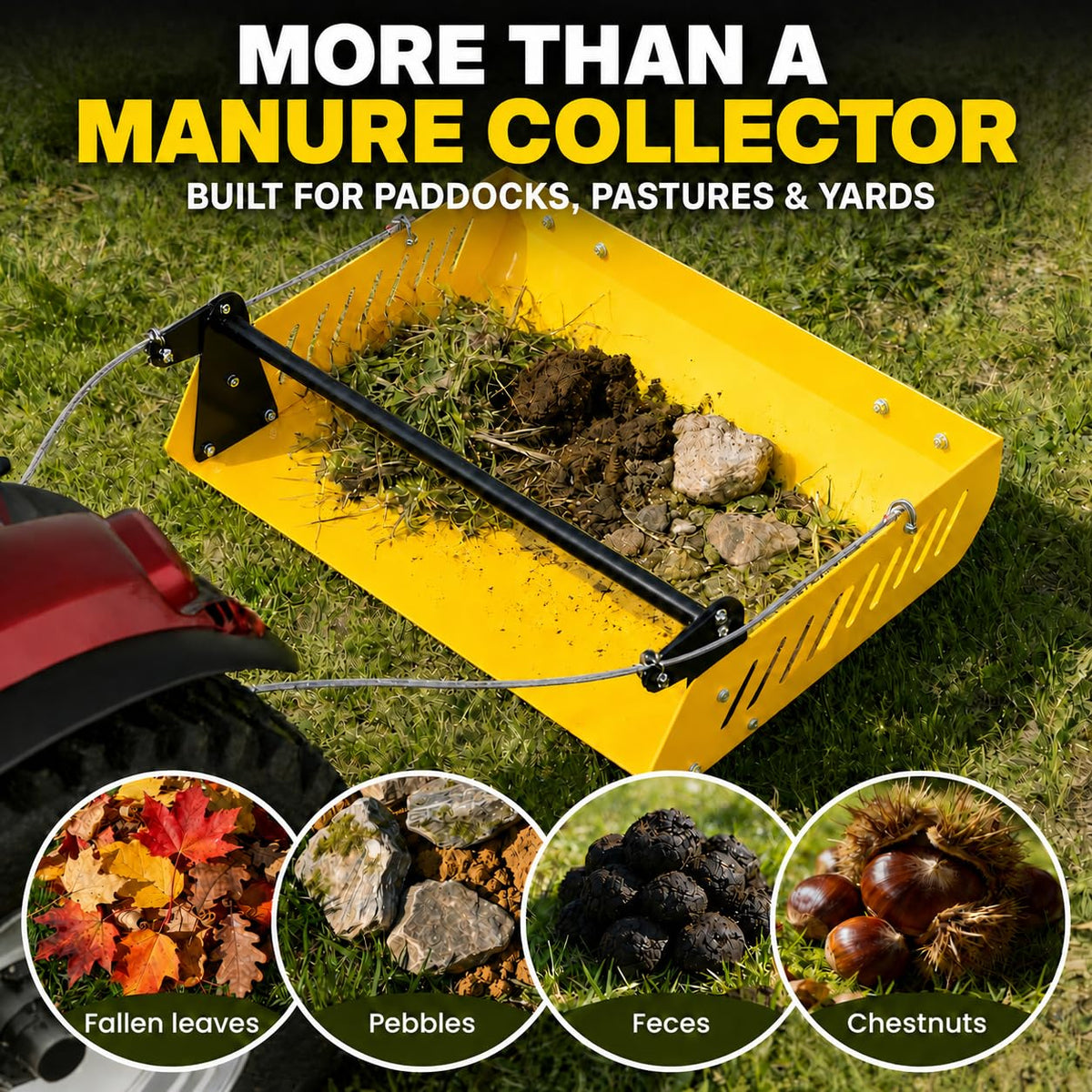 Mini Horse Paddock Cleaner & Tow-Behind Trailer(Yellow)