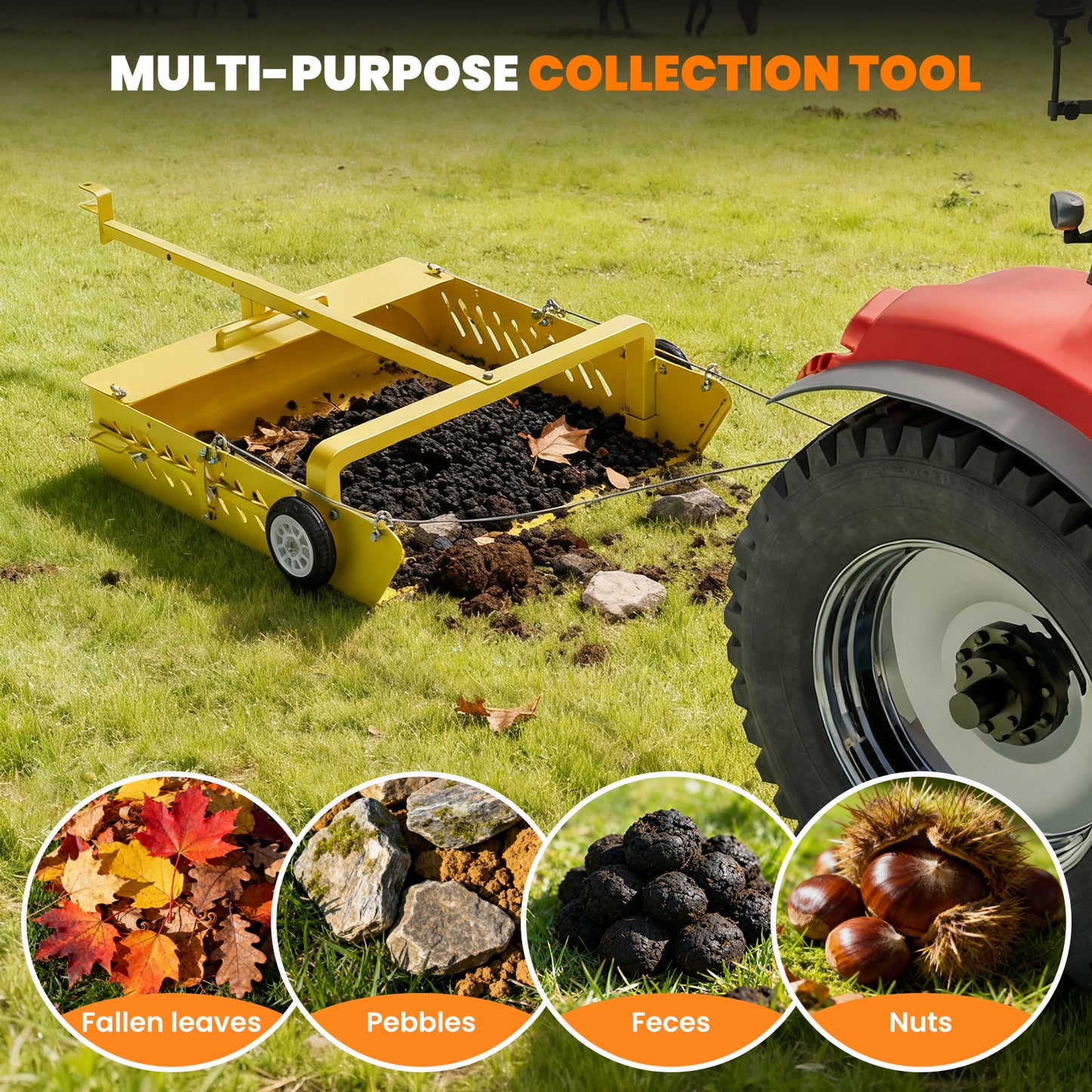 2-in-1 Large Horse Paddock Cleaner & Tow-Behind Trailer
