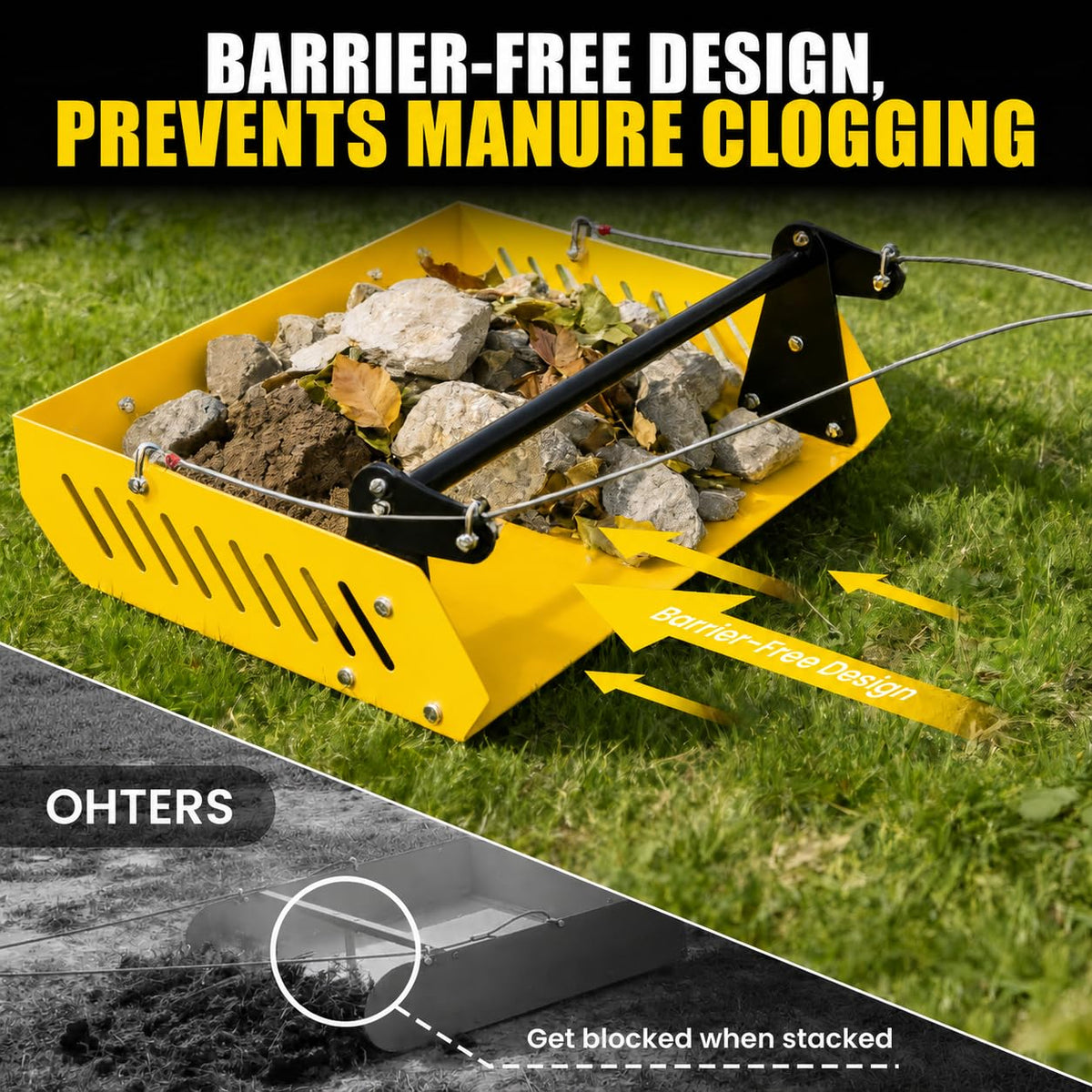 Mini Horse Paddock Cleaner & Tow-Behind Trailer(Yellow)