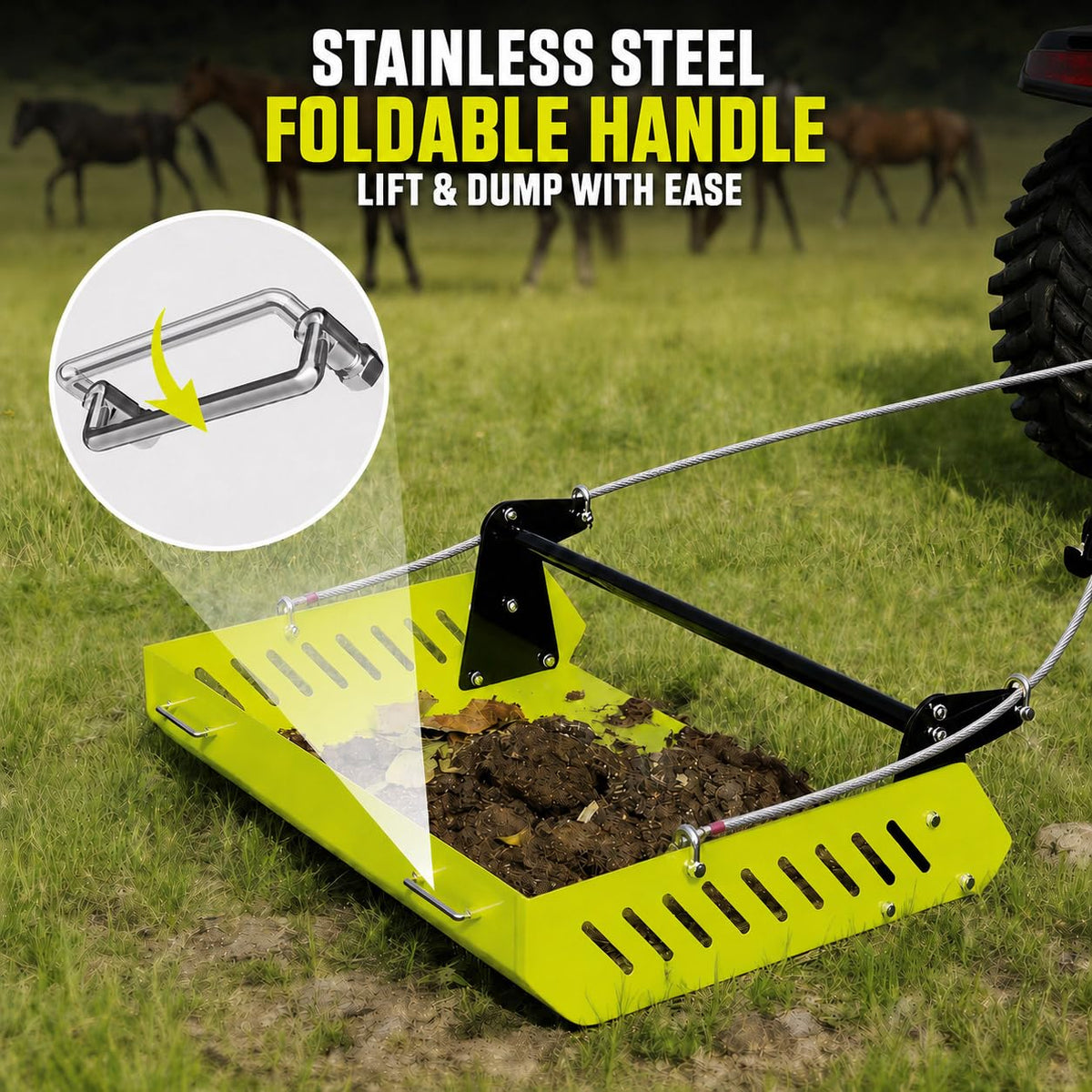 Mini Horse Paddock Cleaner & Tow-Behind Trailer(Green)