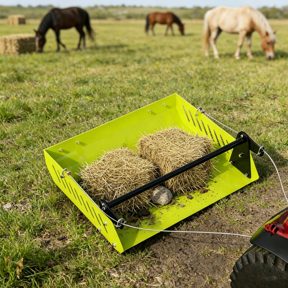 Mini Horse Paddock Cleaner & Tow-Behind Trailer(Green)