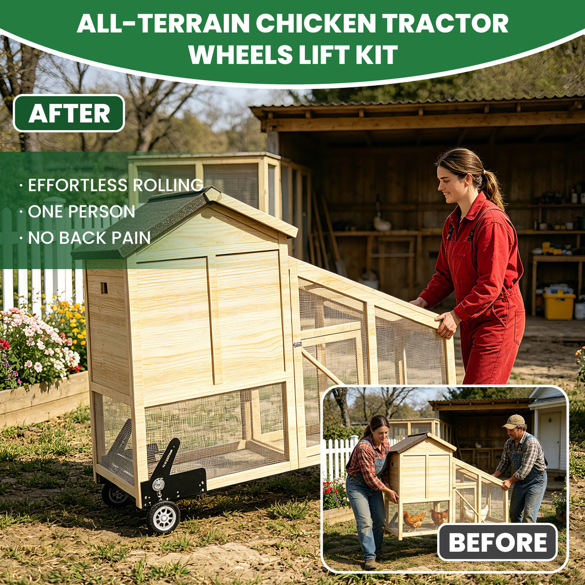 Chicken Tractor Wheel Lift Kit